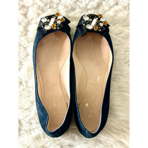 Kate Spade Juno Navy Embellished Ballet Flats Women Size 8M